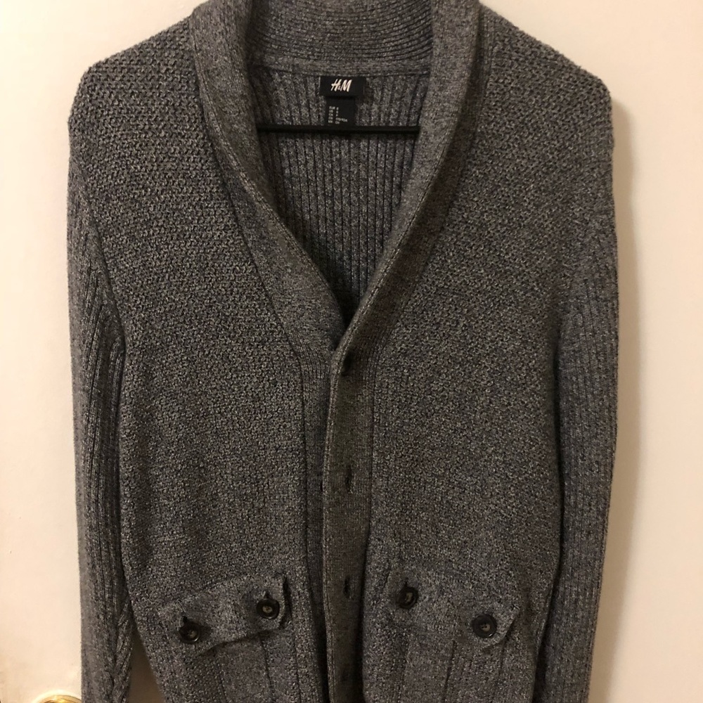 speckle gray thick cardigan